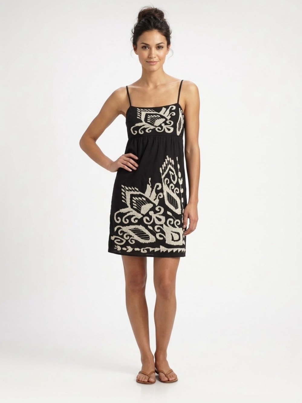 INC Black & White Embroidered Mini Dress | Size Large